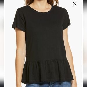EUC Nordstrom Caslon Black Size XS Peplum Tshirt Top!